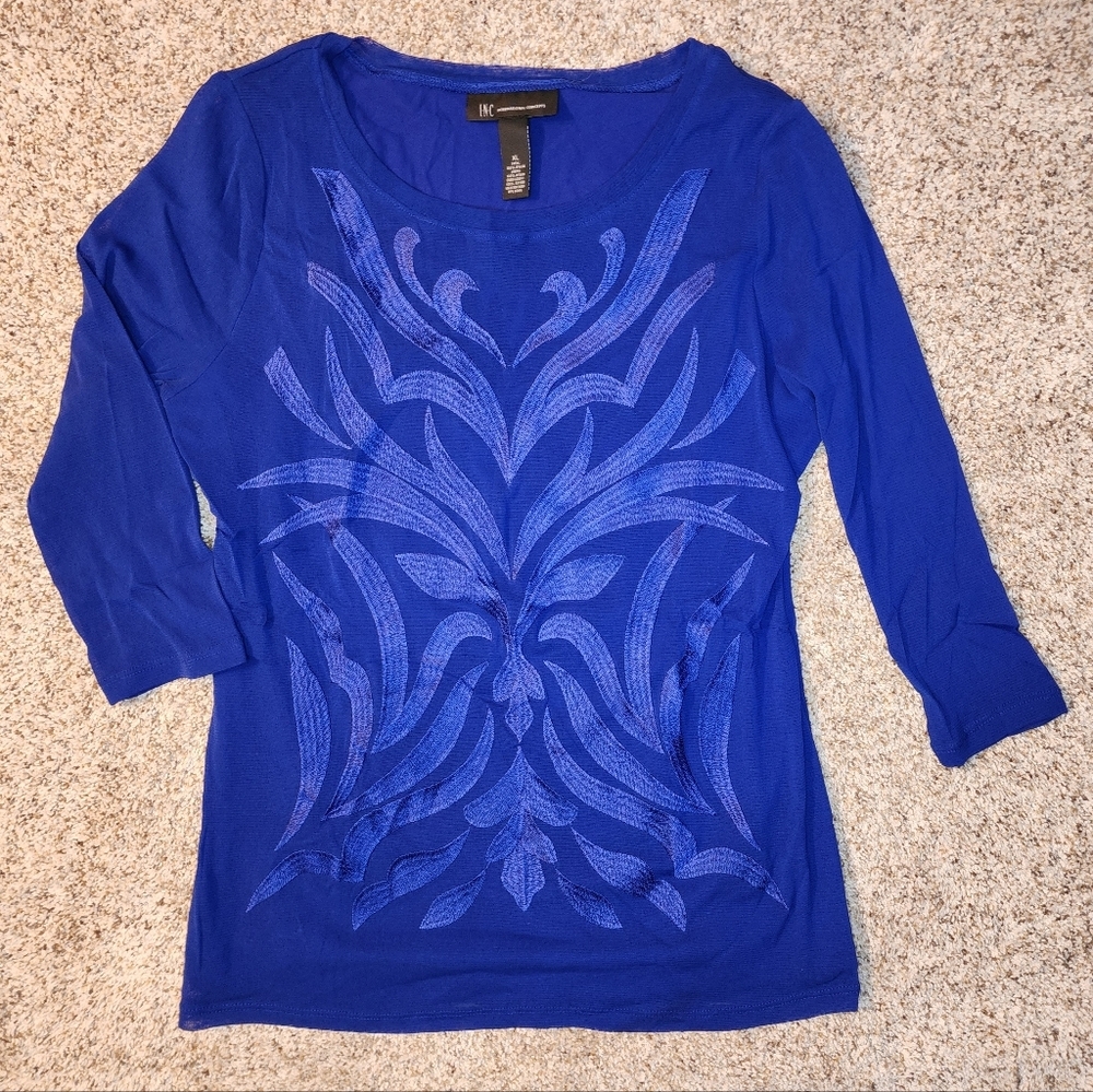 I.N.C. International Concepts Large Sheer Long Sleeve Shirt Top Blouse Stretch